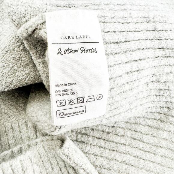 & Other Stories Paris Atelier Cotton-Wool Long Sleeve Crop Mock Sweater Size S - Picture 2 of 5